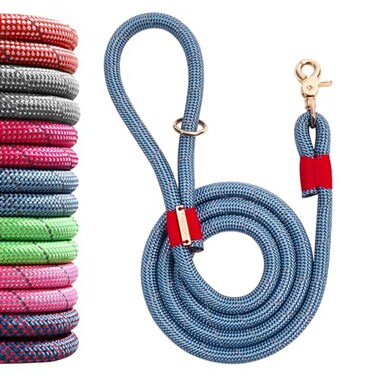 Fnsyxpm Nylon Rope Dog Leash Reflective Handmade Braided Strong Dog Lead Heavy Duty Rope Leash for Medium Large Dogs 5 FT 35 Blue