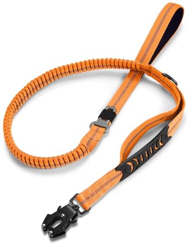 TINMARDA Heavy Duty Dog Leash 46FT Shock Absorbing Dog Leashes with Traffic Handle and Comfortable Padded Handles Advanced Easy Metal Clip No Pull Reflective Leash for Medium Large Dogs that Pull Oran