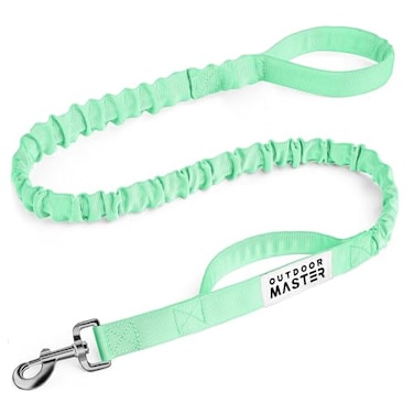 OutdoorMaster Bungee Dog Leash Heavy Duty Dog Leash with Shock Absorption 2 Padded Handles Training Leash Improved Dog Safety and Comfort Green 4 FT
