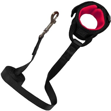 Gooby Soft Mesh Wrist Band Surfer Leash Black 6 FT Comfortable Hands Free Leash with Elastic Band for Small Medium and Large Dogs