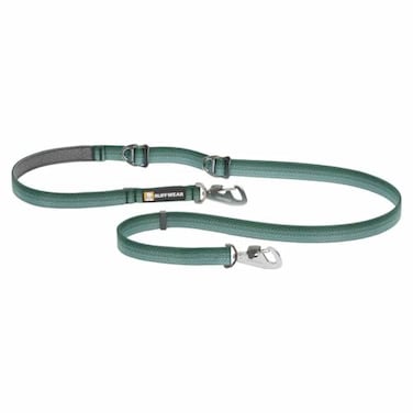 Ruffwear Switchbak HandsFree Dog Leash Adjustable 257 ft DoubleEnded Lead with Lockable Crux Clips and Sliding VRings WaistWorn OverShoulder or Handheld River Rock Green