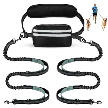 Yicostar Hands Free Dog Leash Double Dog Leash with Waist Bag Double Padded Handles Dog Walking Running Accessory Large 26120 lbs