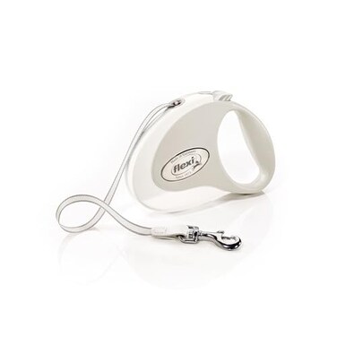 FLEXI Style Retractable Dog Leash Tape Ergonomic Durable and Tangle Free Pet Walking Leash for Dogs Up to 55 lbs 16 ft Medium WhiteGrey