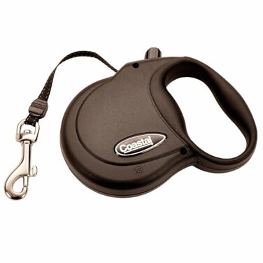 Coastal Pet Power Walker Dog Retractable Leash Reflective Dog Leash StopandRelease Control Button Comfort Grip Handle Black XSmall