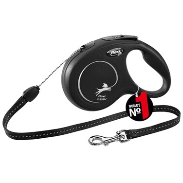 Flexi New Classic Cord Black Retractable Dog Lead Small 12kg 8M