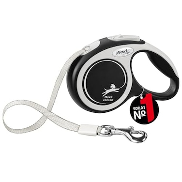 Flexi New Comfort Tape Grey Black Extra Small 3m Retractable Dog LeashLead for Dogs up to 12kgs26lbs