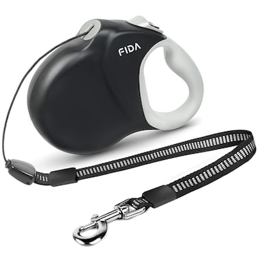 Fida Upgraded Retractable Dog Leash 30ft Heavy Duty Pet Walking Leash for MediumLarge Breed up to 110 lbs 360 TangleFree Long Retract Dog Lead Soft Grip OneHand Brake Black