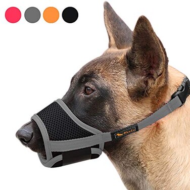 HEELE Dog MuzzleSoft Nylon Muzzle Anti Biting Barking ChewingAir Mesh Breathable Drinkable Adjustable Loop Pets Muzzle for Small Medium Large Dogs 4 Colors 4 Sizes Gray S