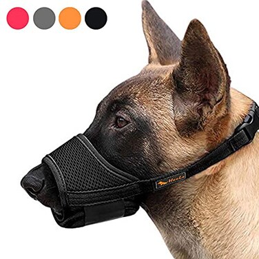 HEELE Dog MuzzleSoft Nylon Muzzle Anti Biting Barking ChewingAir Mesh Breathable Drinkable Adjustable Loop Pets Muzzle for Small Medium Large Dogs 4 Colors 4 Sizes Black XXL