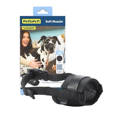 PetSafe Dog Muzzle Extra Large Black Comfortable Padding Adjustable Sizing for Small Medium and Large Dogs Prevents Biting Allows Room to Pant Perfect for Visits to the Vet or Groomer