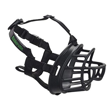 Baskerville ULTRA Muzzle Patented Humane Design Breathable Dog can Pant and Drink Adjustable Padded Training Muzzle for Mediumsized Dogs Prevents Biting Wildlife Scavenging Size 3 Black