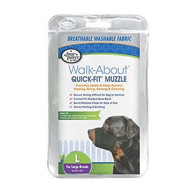 Four Paws WalkAbout QuickFit Adjustable Dog Muzzle for Large Dogs Washable Breathable Black 1 Count