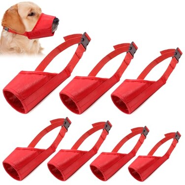 Coppthinktu 7PCS Adjustable Muzzle for Biting Barking Comfortable Dog Mouth Cover for Small Medium Large Dogs with Long Snout