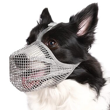 Crazy Felix Dog Muzzle Soft Mesh Muzzle for Small Medium Large Dogs Labrador German Shepherd Breathable Adjustable Mouth Guard for Biting Chewing Scavenging Allows Panting and DrinkingGrey XS