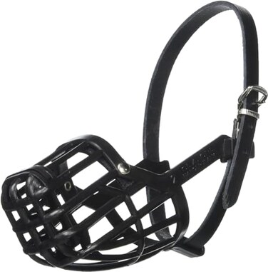 OmniPet Leather Brothers Italian Basket Dog Muzzle Adjustable Secure Fit Comfortable Design Training and Safety Averts Biting Prevents Chewing and Scavenging Perfect for Grooming Black Size 2