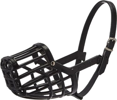 OmniPet Leather Brothers Italian Basket Dog Muzzle Adjustable Secure Fit Comfortable Design Training and Safety Averts Biting Prevents Chewing and Scavenging Perfect for Grooming Black Size 9