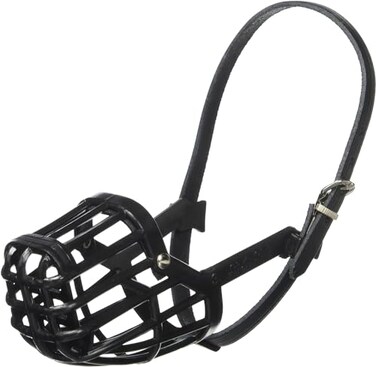 OmniPet Leather Brothers Italian Basket Dog Muzzle Adjustable Secure Fit Comfortable Design Training and Safety Averts Biting Prevents Chewing and Scavenging Perfect for Grooming Black Size 4