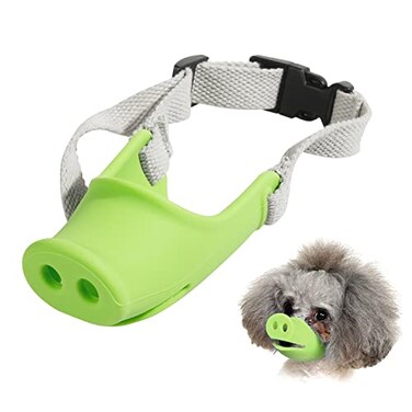 HOWWFALY Silicone Dog Muzzle Soft Muzzle for Small Medium Dogs Poodle Corgi DachshundPig Mouth Shape Breathable Dog Mouth Covers to Prevent Bite Chew and Call with Adjustable StrapGreen Medium