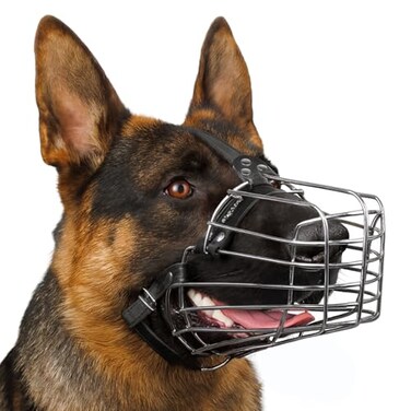BRONZEDOG Wire Dog Muzzle German Shepherd for Medium Large Dogs Adjustable Durable Metal Basket for Biting Chewing Barking M