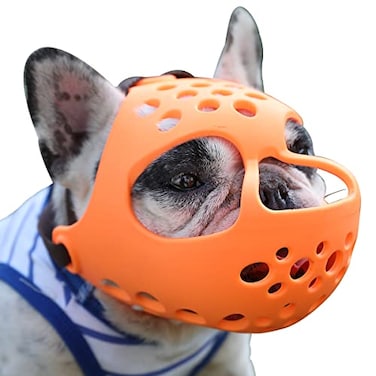 BARKLESS Short Snout Dog Muzzle Soft Silicone Flat Faced Muzzle for French Bulldog Shih Tzu and Pug for Biting Chewing Licking and Grooming Allows Panting