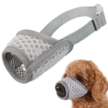 Mayerzon Dog Muzzle Puppy Soft Mesh Muzzle for Small Medium Large Dogs Chihuahua Poodles Beagle Dachshund Corgis Labrador for Biting Chewing Grooming that Allows Panting DrinkingXS Grey