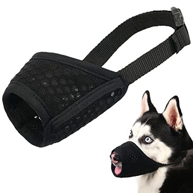 Mayerzon Dog Muzzle Puppy Soft Mesh Muzzle for Small Medium Large Dogs Chihuahua Poodles Beagle Dachshund Corgis Labrador for Biting Chewing Grooming that Allows Panting DrinkingL Black