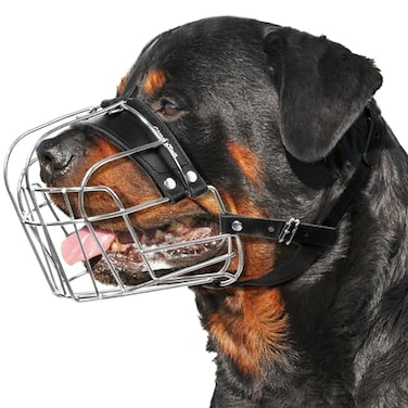 CleverTail XL Metal Dog Muzzle for Large Sized Dogs Heavy Duty Rottweiler Muzzle Basket Extra Large Dog Muzzles for Barking and Biting Cane Corso Mastiff Labrador Bulldog and Other Big Breeds