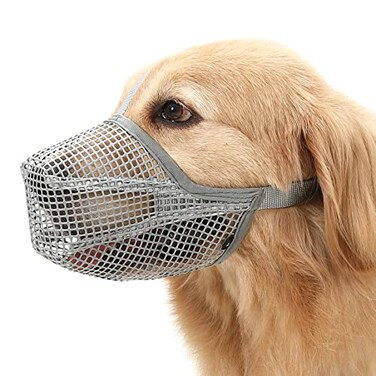 Crazy Felix Dog Muzzle Soft Mesh Muzzle for Small Medium Large Dogs Labrador German Shepherd Breathable Adjustable Mouth Guard for Biting Chewing Scavenging Allows Panting and DrinkingGrey L