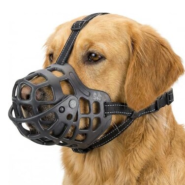 Ownpets Dog Muzzle Adjustable Dog Basket Muzzle with Movable Cover to Prevent Biting Chewing Licking Air Mesh Drinkable for Large Aggressive Dogs XL