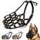 OOPSDOGGY Leather Dog Muzzle for German Shepherd Leather Breathable Secure Basket Muzzle Prevents Biting No Chewing Adjustable Black Large