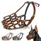 OOPSDOGGY Doberman Dog Muzzle for Large Dogs Leather Breathable Secure Basket Muzzle for Large Breeds Husky German Shepherd Prevents Biting No Chewing Adjustable Black