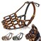 OOPSDOGGY Doberman Dog Muzzle for Large Dogs Leather Breathable Secure Basket Muzzle for Large Breeds Husky German Shepherd Prevents Biting No Chewing Adjustable Brown