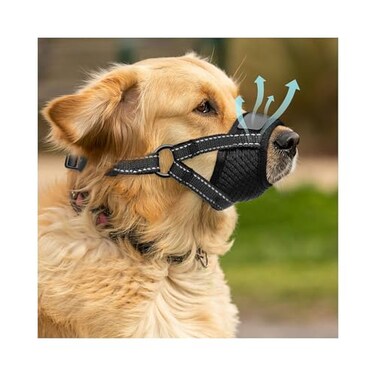 Evollax Dog Muzzle Medium Sized Dogs Soft Muzzle for Medium Sized Dog with Air Mesh Adjustable Dogs Muzzles to Stop Biting Barking and Chewing that Allows Panting Drinking Perfect for Small to Large