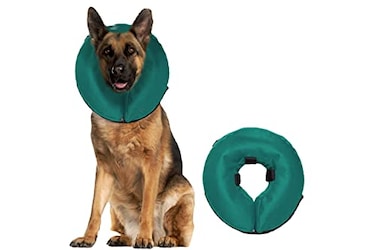 ZenPet Protective Inflatable Recovery Collar for Dogs and Cats Teal Soft Pet Cone Does Not Block Vision ECollar Designed to Prevent Pets from Touching Stitches Wounds and Rashes XL