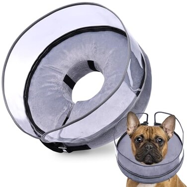 BARKLESS Dog Cone Inflatable Dog Cone After Surgery for Small Medium Breeds Soft Surgery Collar with Enhanced AntiLicking Guard Shield for Pets Patented Protective Donut Collar