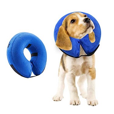 WOOVAN VST Comfortable Inflatable Cone Collar for DogsAdjustable Soft Pet Recovery Collar Prevent Pets from Touching Biting Scratching at Injuries Wounds M