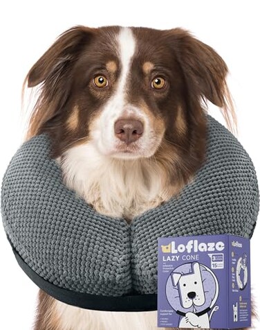 Loflaze Soft Inflatable Dog Cone Collar Alternative After Surgery Dog Neck Donut E Collar for Large Medium Small Dogs Cats Post Surgery Recovery Collar to Stop Licking Grey XL