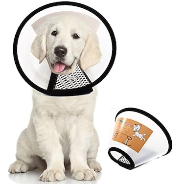 QIYADIN Plastic Pet Recovery Collars Cones for Dogs and Cats After Surgery Adjustable Dog Neck Cone Surgical Elizabeth ECollar Prevent Biting and Stop Licking Wound M