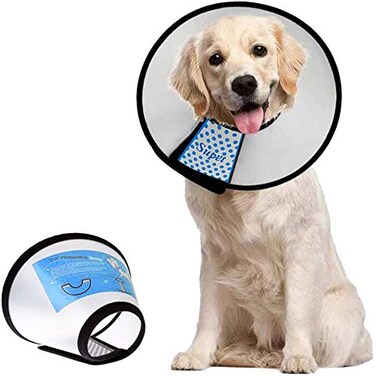 Supet Dog Cone Collar Adjustable After Surgery Comfortable Pet Recovery Collar Cone for Large Medium Small Dogs Elizabethan Dog Neck Collar Plastic Practical
