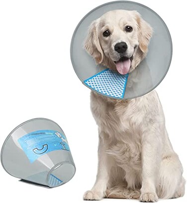 Supet Dog Cone Collar Adjustable After Surgery Comfortable Pet Recovery Collar Cone for Large Medium Small Dogs Elizabethan Dog Neck Collar Plastic Practical