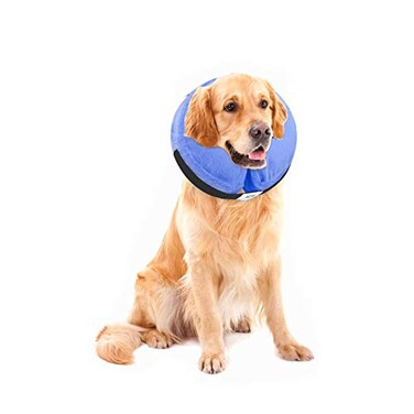 MCHY Inflatable Dog ConeAdjustable Recovery Collar for Dogs After SurgeryPrevent from Biting ScratchingNot Block Vision Blue LNeck 15 20