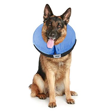 MCHY Inflatable Dog ConeAdjustable Recovery Collar for Dogs After SurgeryPrevent from Biting ScratchingNot Block Vision Blue XLNeck 20 25