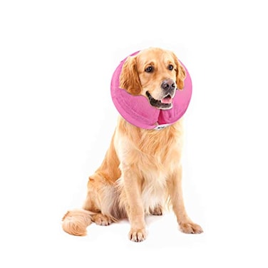MCHY Inflatable Dog ConeAdjustable Recovery Collar for Dogs After SurgeryPrevent from Biting ScratchingNot Block Vision Pink LNeck 1520