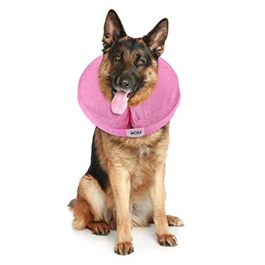 MCHY Inflatable Dog ConeAdjustable Recovery Collar for Dogs After SurgeryPrevent from Biting ScratchingNot Block Vision Pink XLNeck 20 25