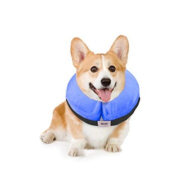 MCHY Inflatable Dog ConeAdjustable Recovery Collar for Dogs After SurgeryPrevent from Biting ScratchingNot Block Vision Blue MNeck 10 14