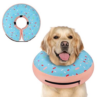 Supet Inflatable Dog Cone Collar Alternative After Surgery Doggie Neck Donut Collar Recovery E Collar Soft Dog Cone for Small Medium Large Dogs