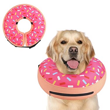 Supet Inflatable Dog Cone Collar Alternative After Surgery Doggie Neck Donut Collar Recovery ECollar Soft Dog Cone for Small Medium Large Dogs
