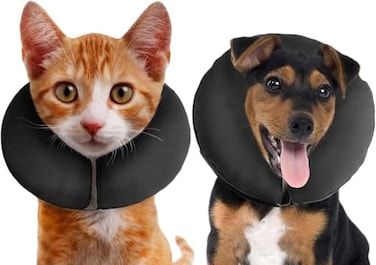 ZenPet Recovery Inflatable Collar for Dogs Cats Soft Comfortable Safe StressFree Healing Alternative ECollar After Surgery Adjustable Donut Design Secure Fit XSmall
