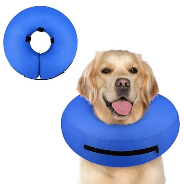 Supet Inflatable Dog Cone Collar Alternative After Surgery Dog Neck Donut Collar Recovery E Collar to Stop Licking Soft Dog Cone for Medium Large Dogs
