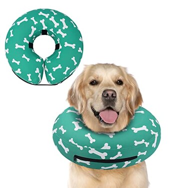 Supet Inflatable Dog Cone Collar Alternative After Surgery Dog Neck Donut Collar Recovery E Collar Soft Pet Cone for Small Medium Large Dogs